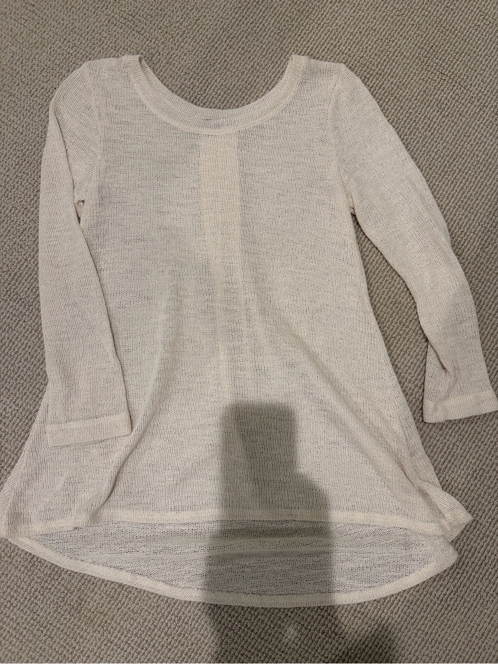Nally & Millie Cream Open Knit High Low Tunic Sweater Small Made USA